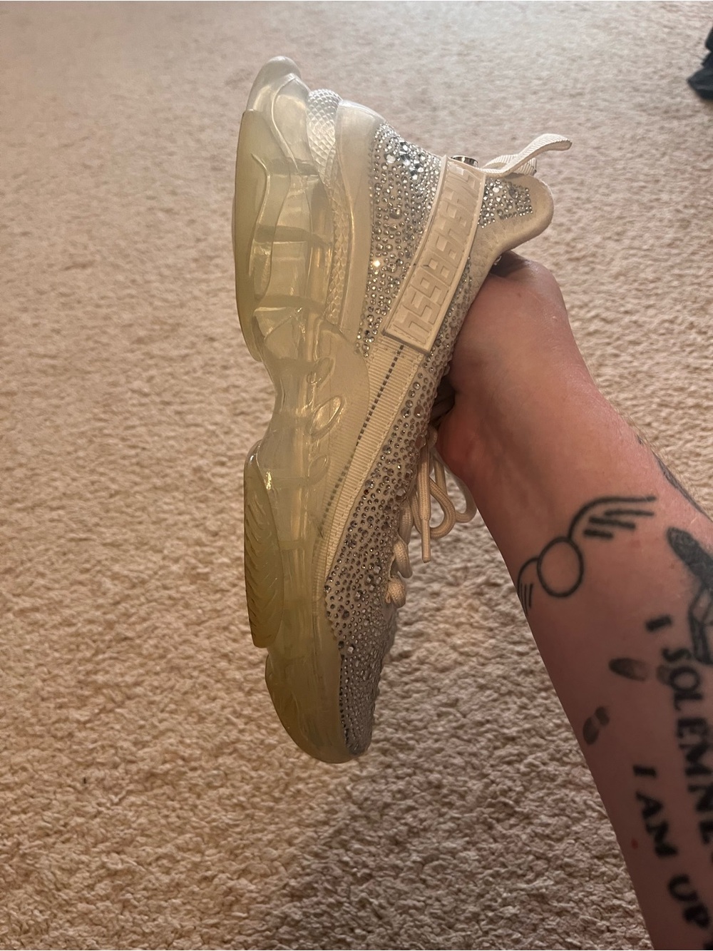 Steve Madden - White Crystal Sneakers - Picture 8 of 12